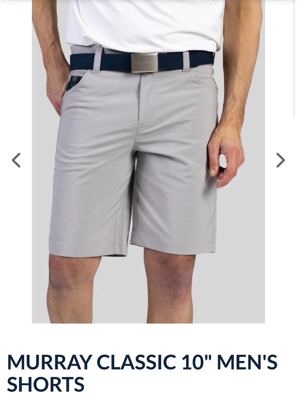 William Murray Classic 10" Men's Golf Athletic Shorts - Light Gray Size 34